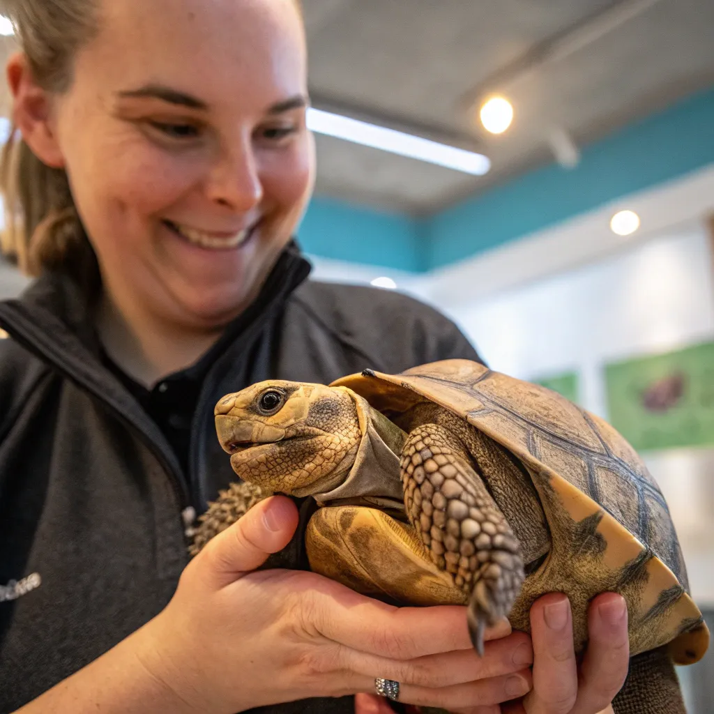 Customer with a happy turtle