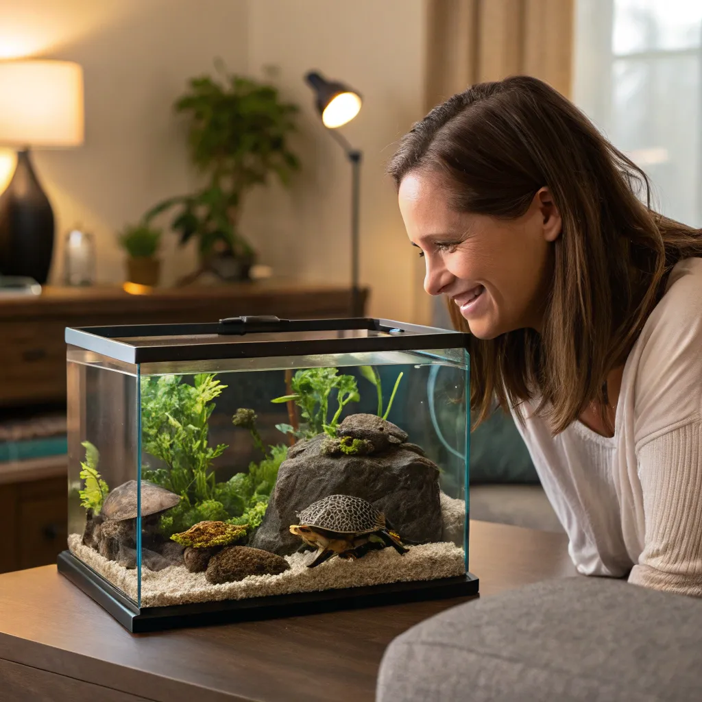 Customer enjoying their turtle terrarium