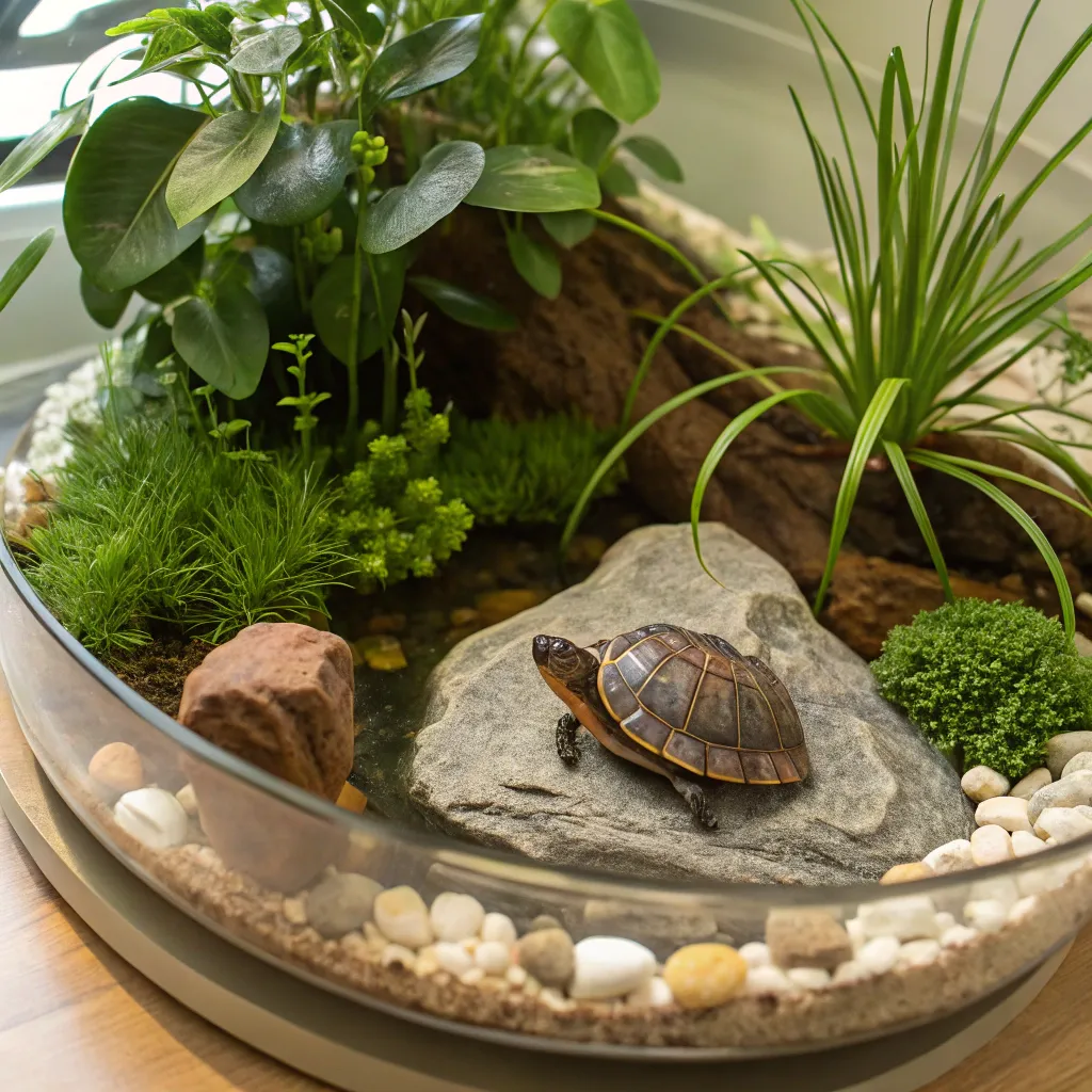 Turtle in a cozy terrarium